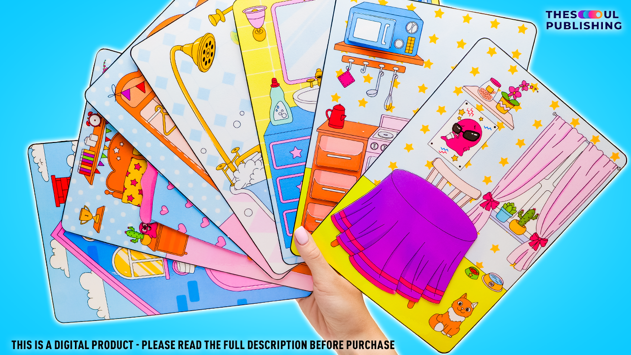 Doll House Paper Book with Slick Slime Sam | Printable Dollhouse for Kids | Cut and Fold DIY Craft | Pretend Play Activity | Digital Download