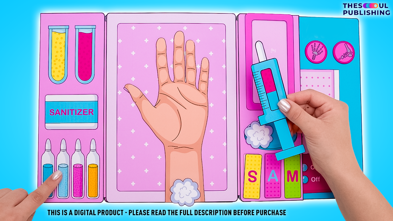 Hospital Paper Book with Slick Slime Sam | Printable Pretend Play for Kids | Fun Paper Craft | DIY Doctor Kit | Instant Download