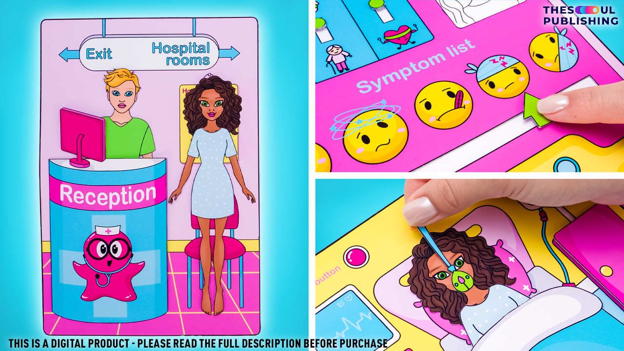 Hospital Paper Book with Slick Slime Sam | Printable Pretend Play for Kids | Fun Paper Craft | DIY Doctor Kit | Instant Download