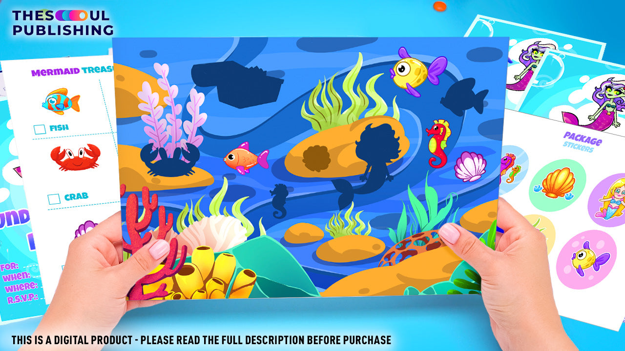 Underwater Kingdom Birthday Set | Ocean Themed Printable Party Decor ,Mermaid Sea Birthday Kit, Kids Party Decorations Download