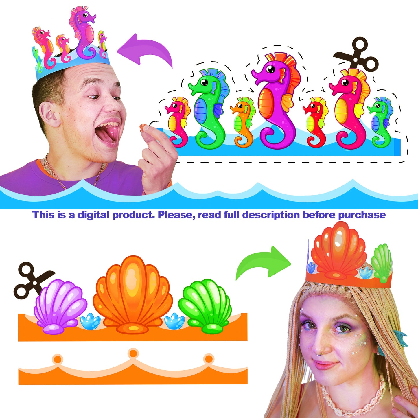 Underwater Kingdom Birthday Set | Ocean Themed Printable Party Decor ,Mermaid Sea Birthday Kit, Kids Party Decorations Download