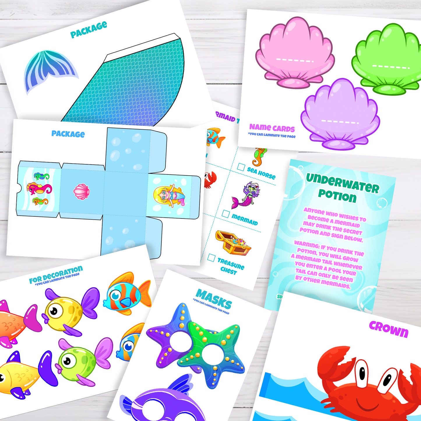 Underwater Kingdom Birthday Set | Ocean Themed Printable Party Decor ,Mermaid Sea Birthday Kit, Kids Party Decorations Download