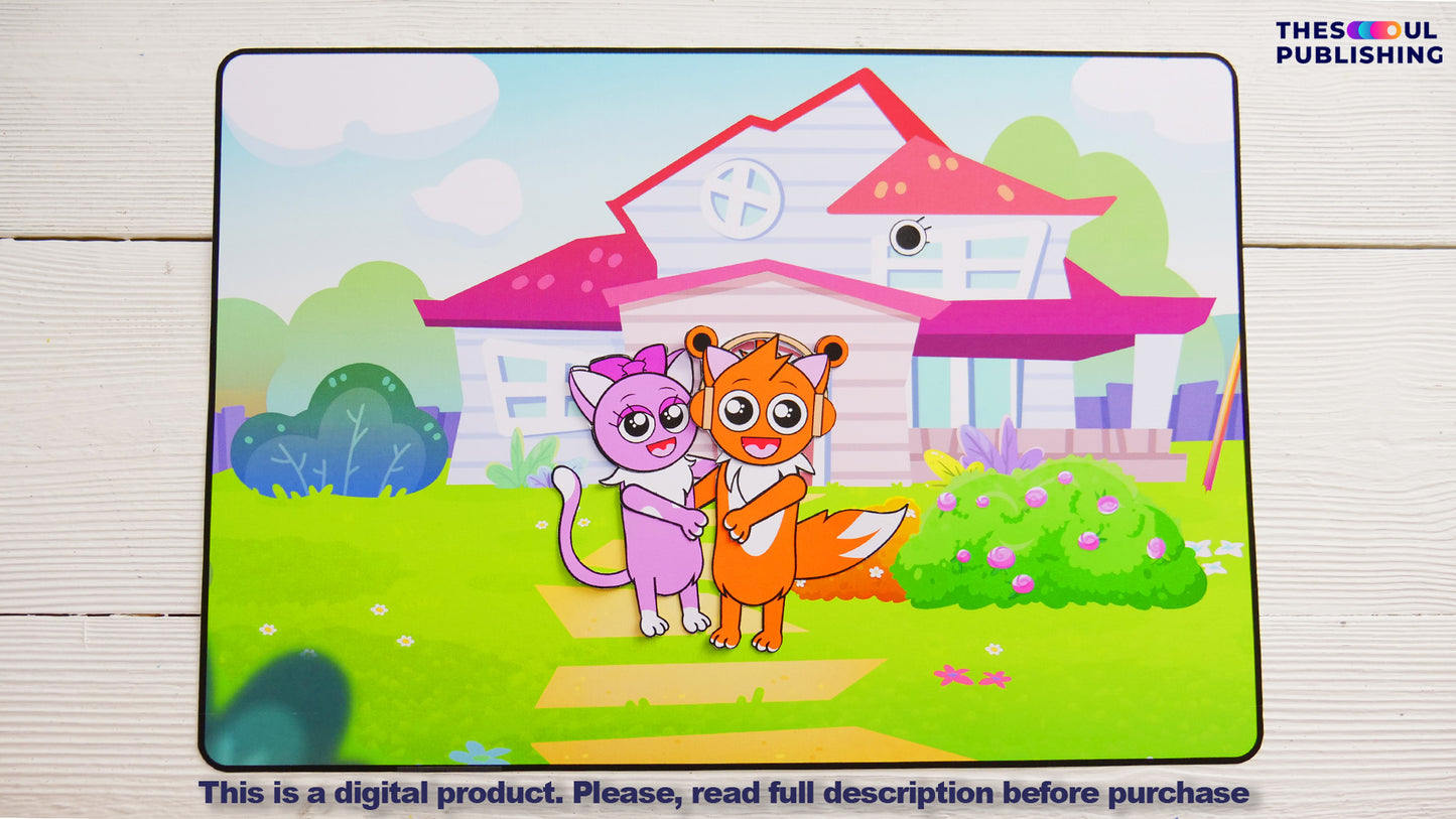 Cat Escaping Jail Printable Activity Book | Funny Kids Paper Book | Creative DIY Craft | Instant Download | Cat Story Book for Kids