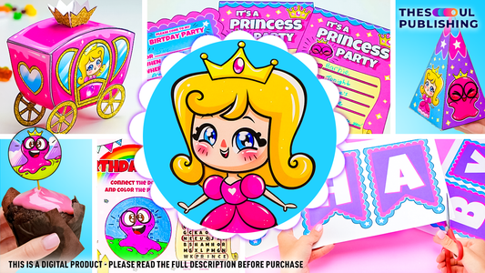 Princess Party Birthday Set | Printable Royal Party Decorations for Girls | Fairy Tale Birthday Kit | Instant Download | Pink , White &purple Theme