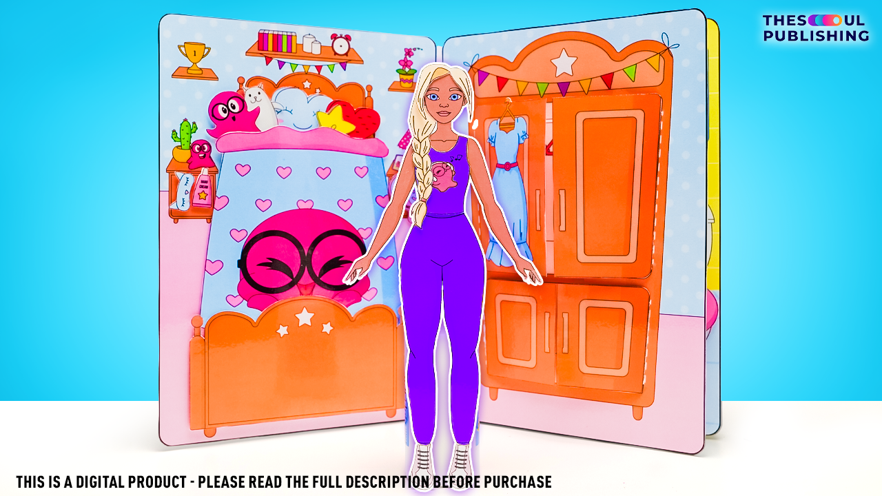 Doll House Paper Book with Slick Slime Sam | Printable Dollhouse for Kids | Cut and Fold DIY Craft | Pretend Play Activity | Digital Download