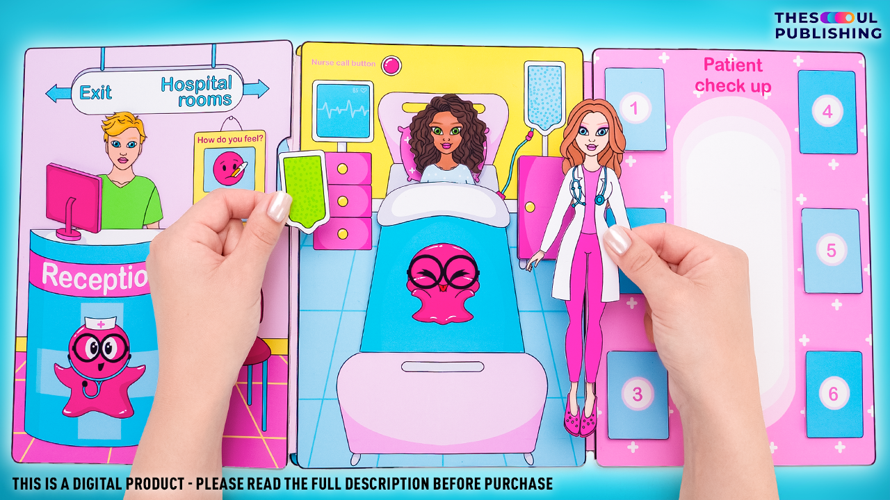 Hospital Paper Book with Slick Slime Sam | Printable Pretend Play for Kids | Fun Paper Craft | DIY Doctor Kit | Instant Download