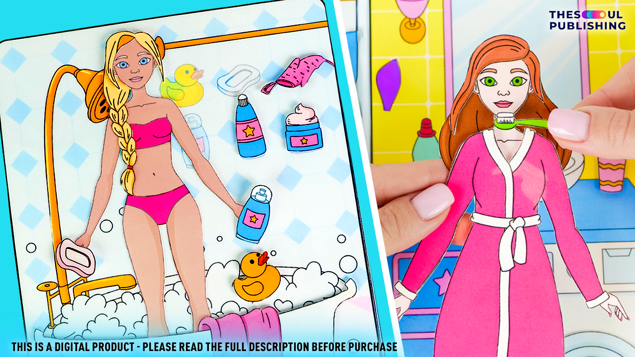 Doll House Paper Book with Slick Slime Sam | Printable Dollhouse for Kids | Cut and Fold DIY Craft | Pretend Play Activity | Digital Download