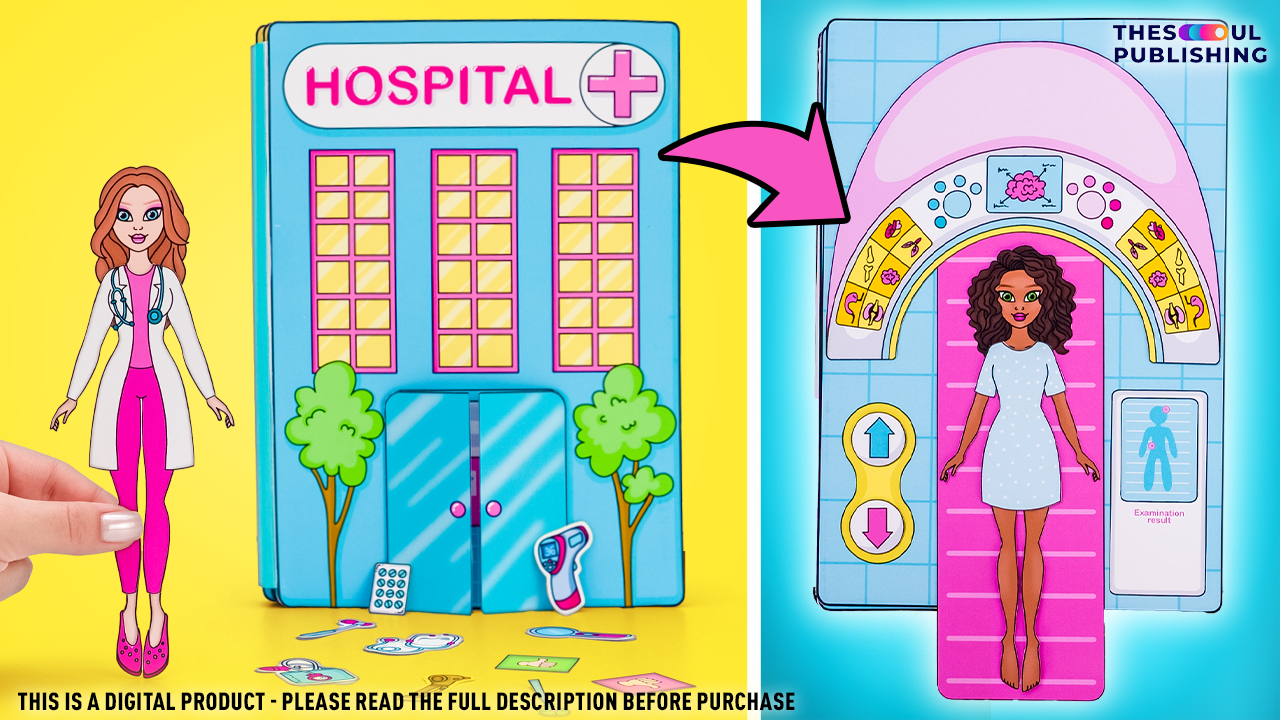 Hospital Paper Book with Slick Slime Sam | Printable Pretend Play for Kids | Fun Paper Craft | DIY Doctor Kit | Instant Download