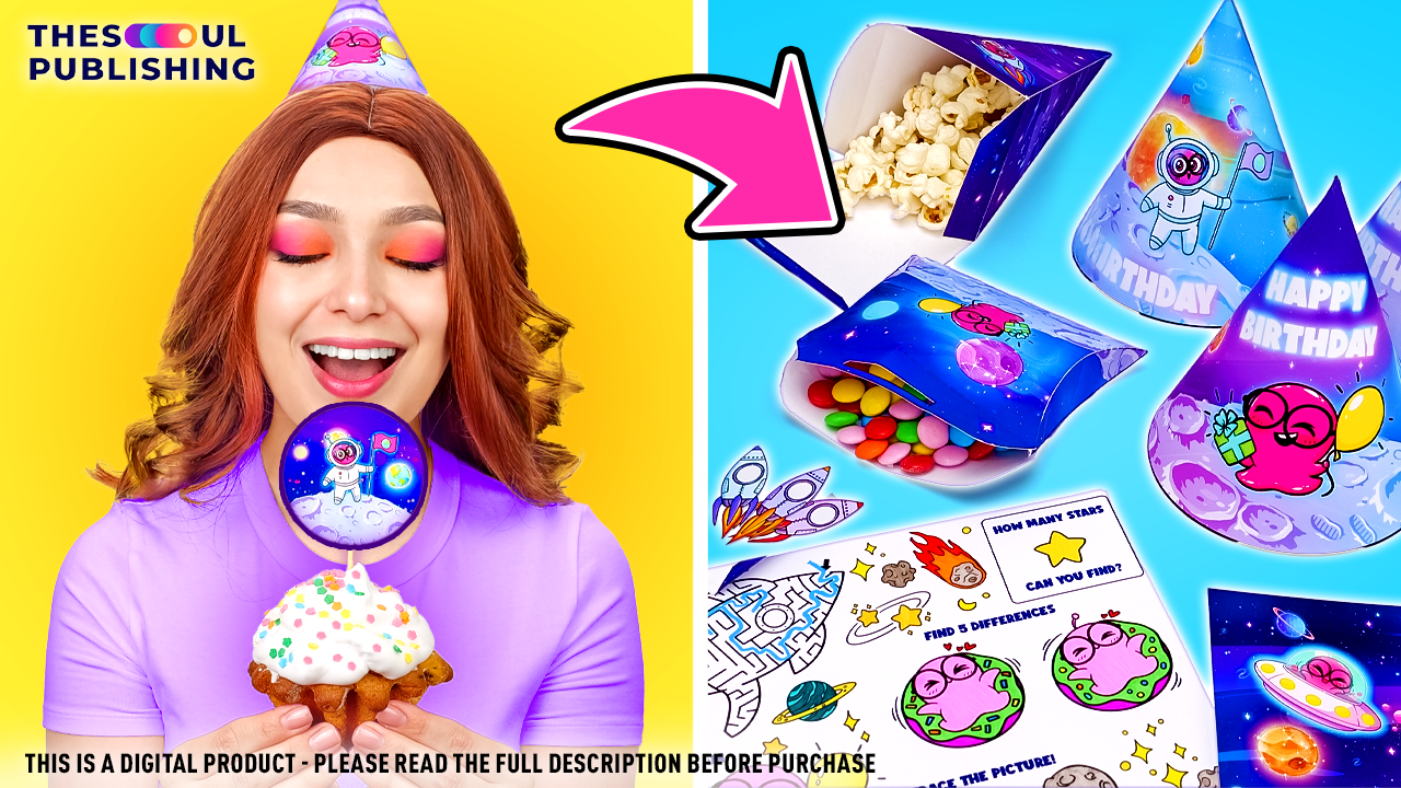 Space Birthday Party Set | Printable Outer Space Decorations for Kids | Galaxy Party Kit | Astronaut Theme | Instant Download