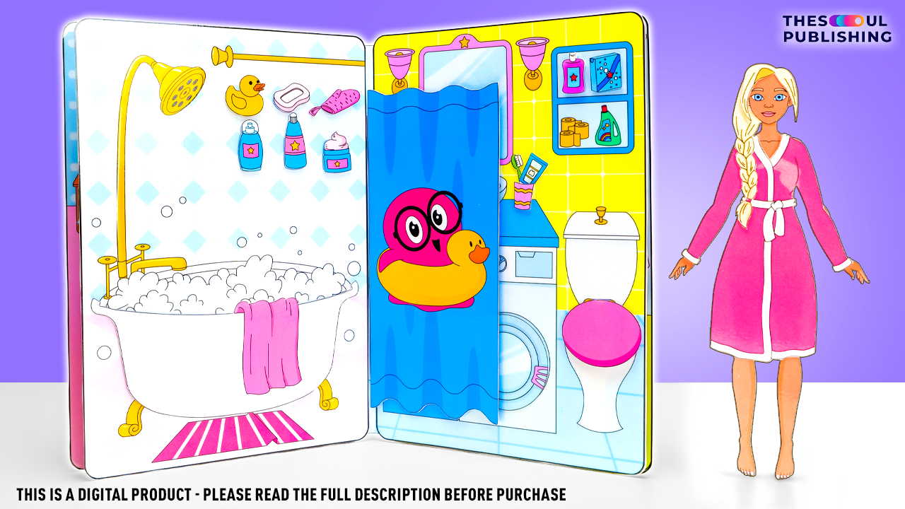 Doll House Paper Book with Slick Slime Sam | Printable Dollhouse for Kids | Cut and Fold DIY Craft | Pretend Play Activity | Digital Download
