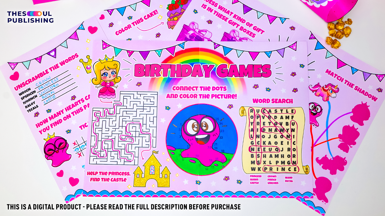 Princess Party Birthday Set | Printable Royal Party Decorations for Girls | Fairy Tale Birthday Kit | Instant Download | Pink , White &purple Theme
