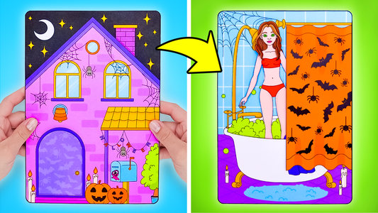 Spooky Halloween Doll House with Slick Slime Sam| Printable Paper Book | Digital Product for Kids