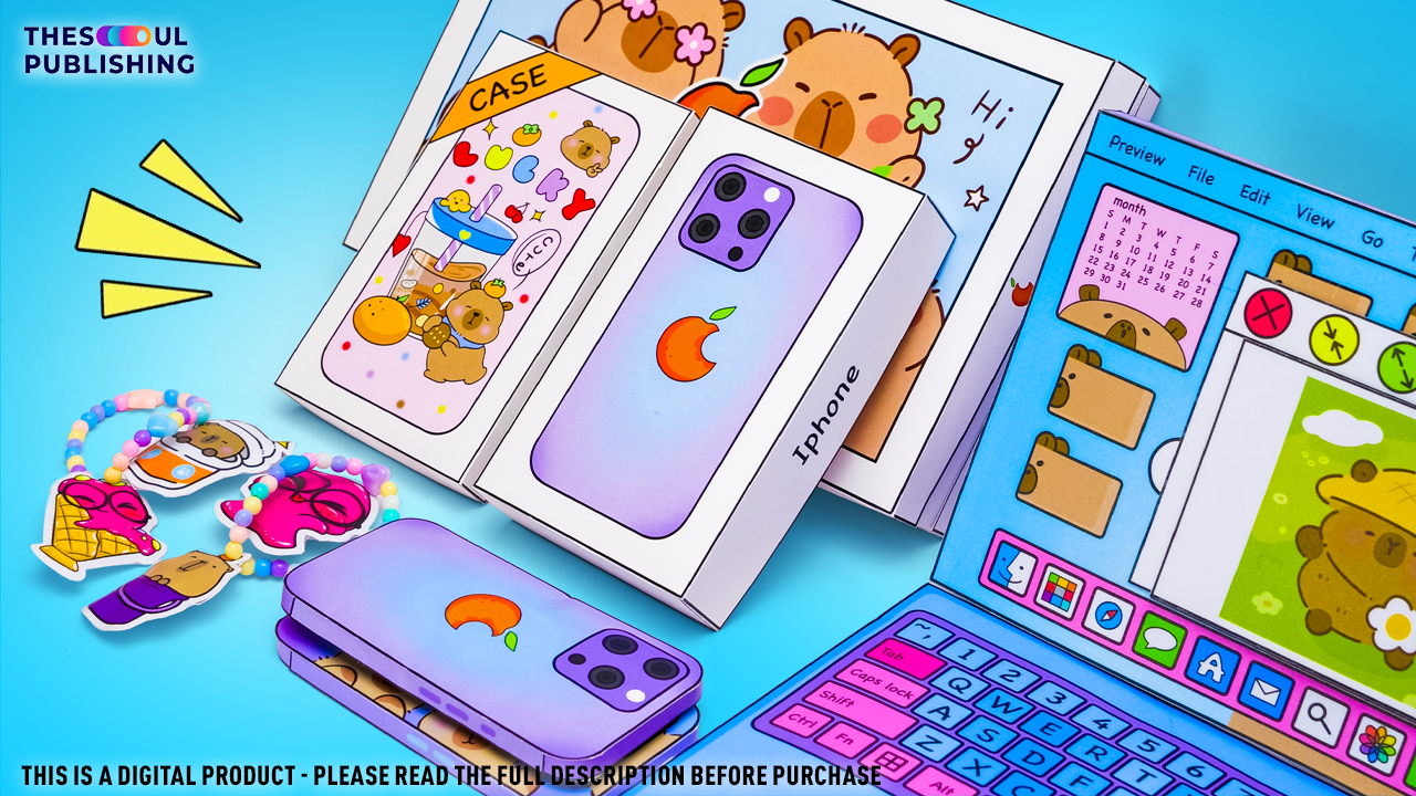 Capybara Gadgets DIY Craft Set 🐾📱| Printable Digital Products for Kids with Slick Slime Sam