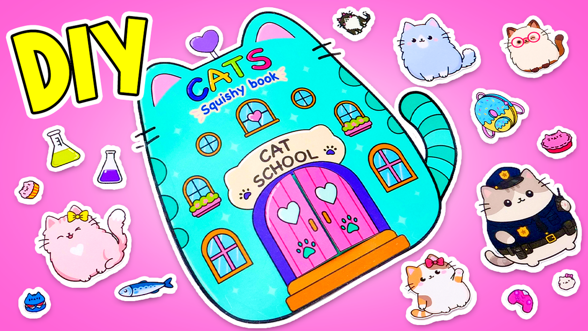 DIY Kitty School in a BOOK! 🐱📚✨ Paper Craft by Slime Sam | Printable Paper Book | DIGITAL Product for Kids