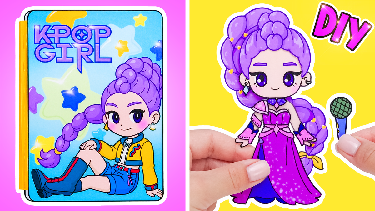 K-Pop Rumi Paper Playbook from Slick Slime Sam| Printable Paper Dressing Dolls | Digital Product for Kids
