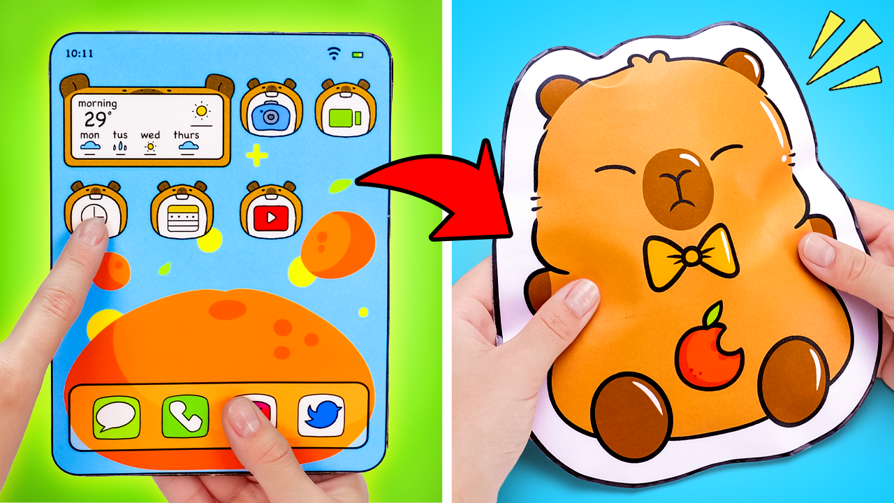 Capybara Gadgets DIY Craft Set 🐾📱| Printable Digital Products for Kids with Slick Slime Sam
