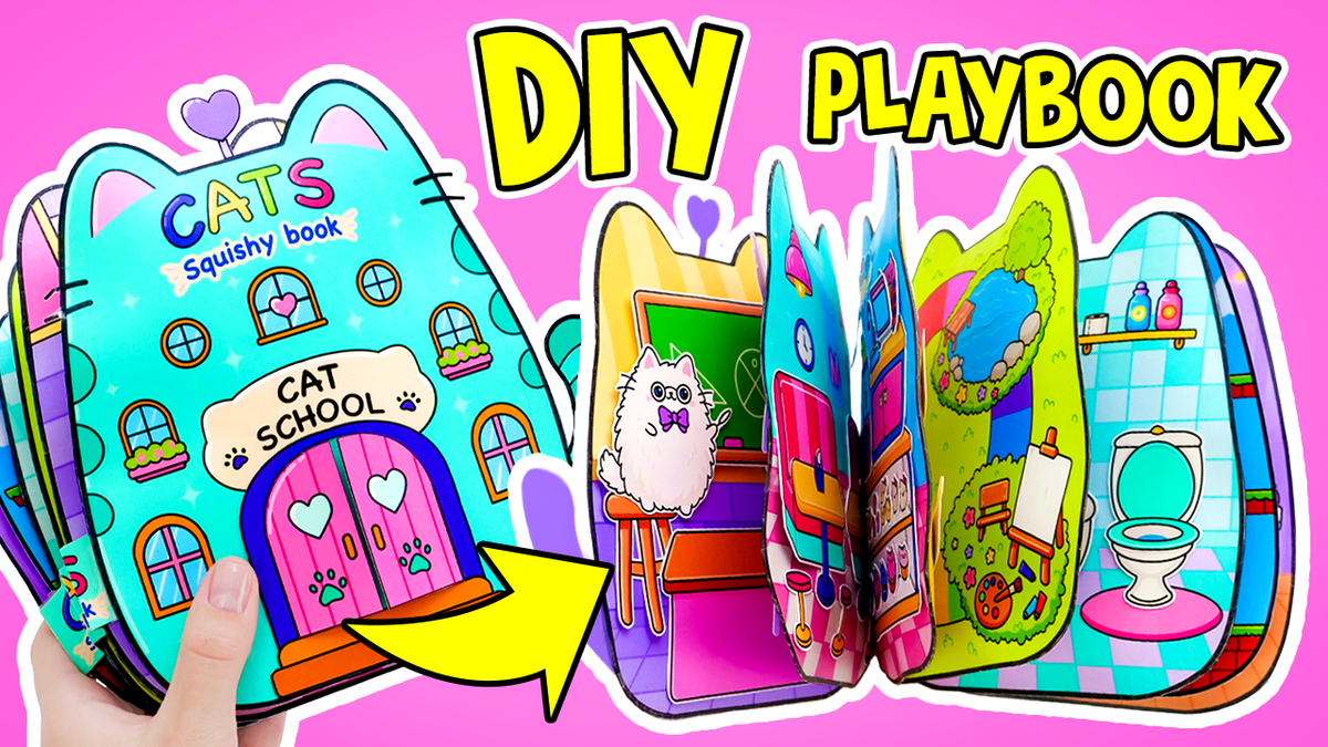 DIY Kitty School in a BOOK! 🐱📚✨ Paper Craft by Slime Sam | Printable Paper Book | DIGITAL Product for Kids