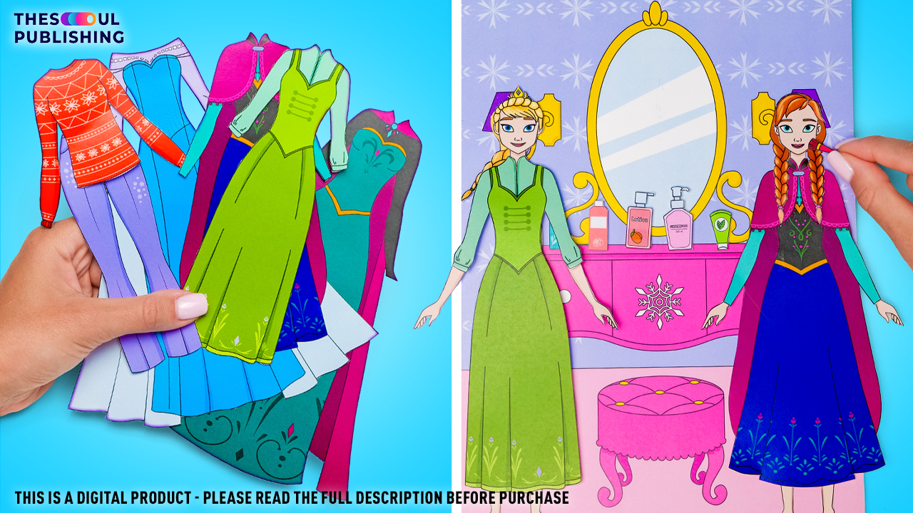 Frozen Doll House with Slick Slime Sam| Printable Paper Book | Digital Product for Kids