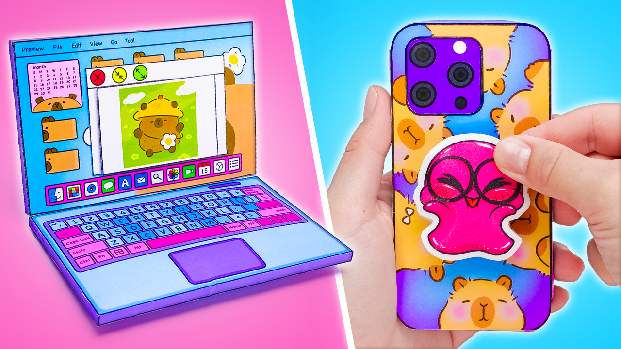 Capybara Gadgets DIY Craft Set 🐾📱| Printable Digital Products for Kids with Slick Slime Sam