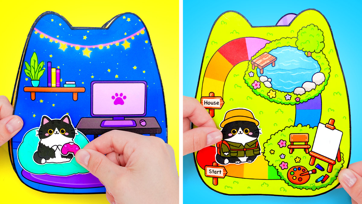 DIY Kitty School in a BOOK! 🐱📚✨ Paper Craft by Slime Sam | Printable Paper Book | DIGITAL Product for Kids
